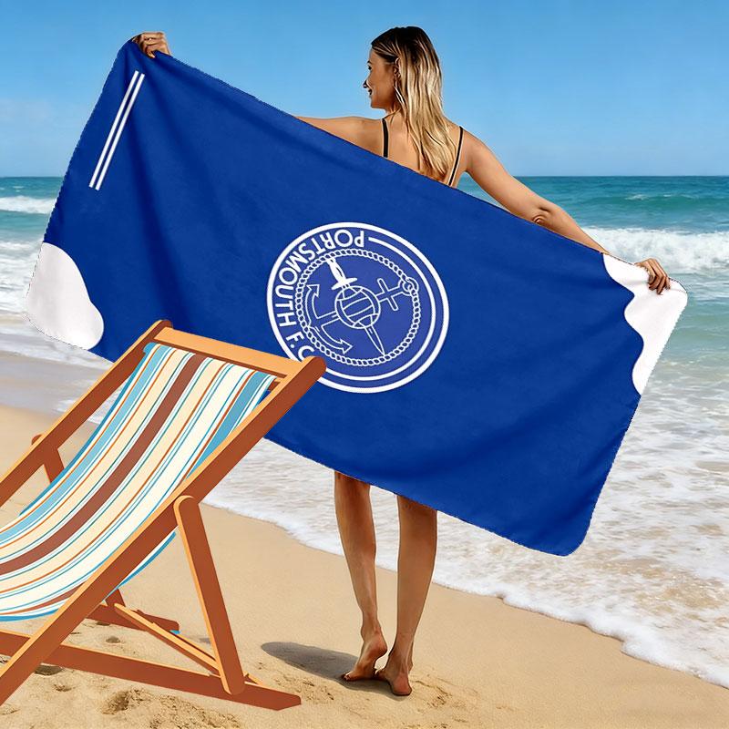 Pompey Logo Beach Towel, Large Soft Quick Dry Towel for Beach Camping Swimming