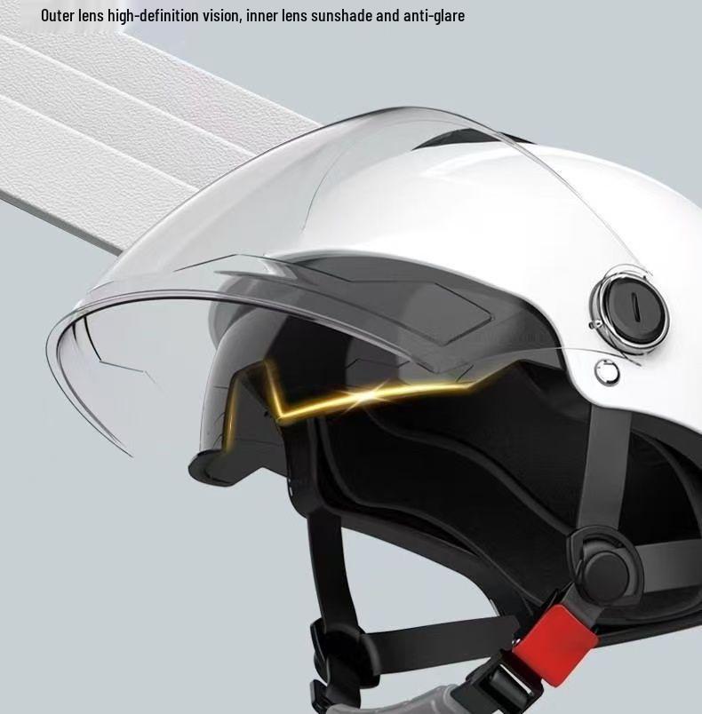 Durable Dual-Lens Motorcycle Half Helmet for Men & Women – Breathable, Sun-Protected, All-Season Safety