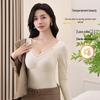 Women's Double-Sided Velvet Self-Heating Top with Fixed Cups, Thickened Waist, Long Sleeves - Warm Autumn Shirt.