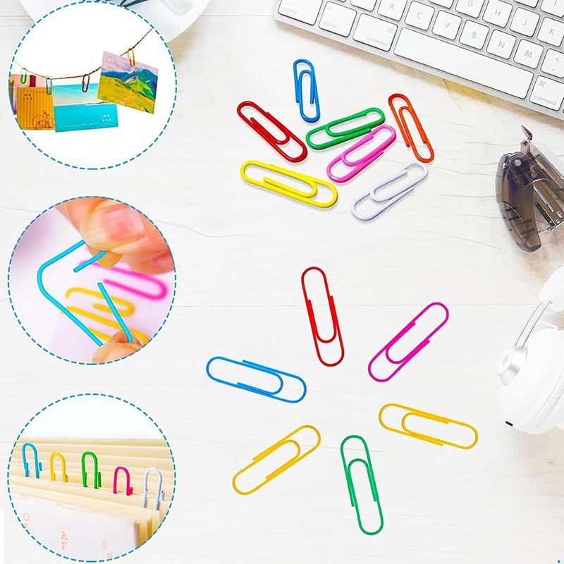 100Pcs Coloured Paper Clips Set 28mm Small Paper Clips with Storage Box Colored Metal Pins Kit for Office School Home Paperwork