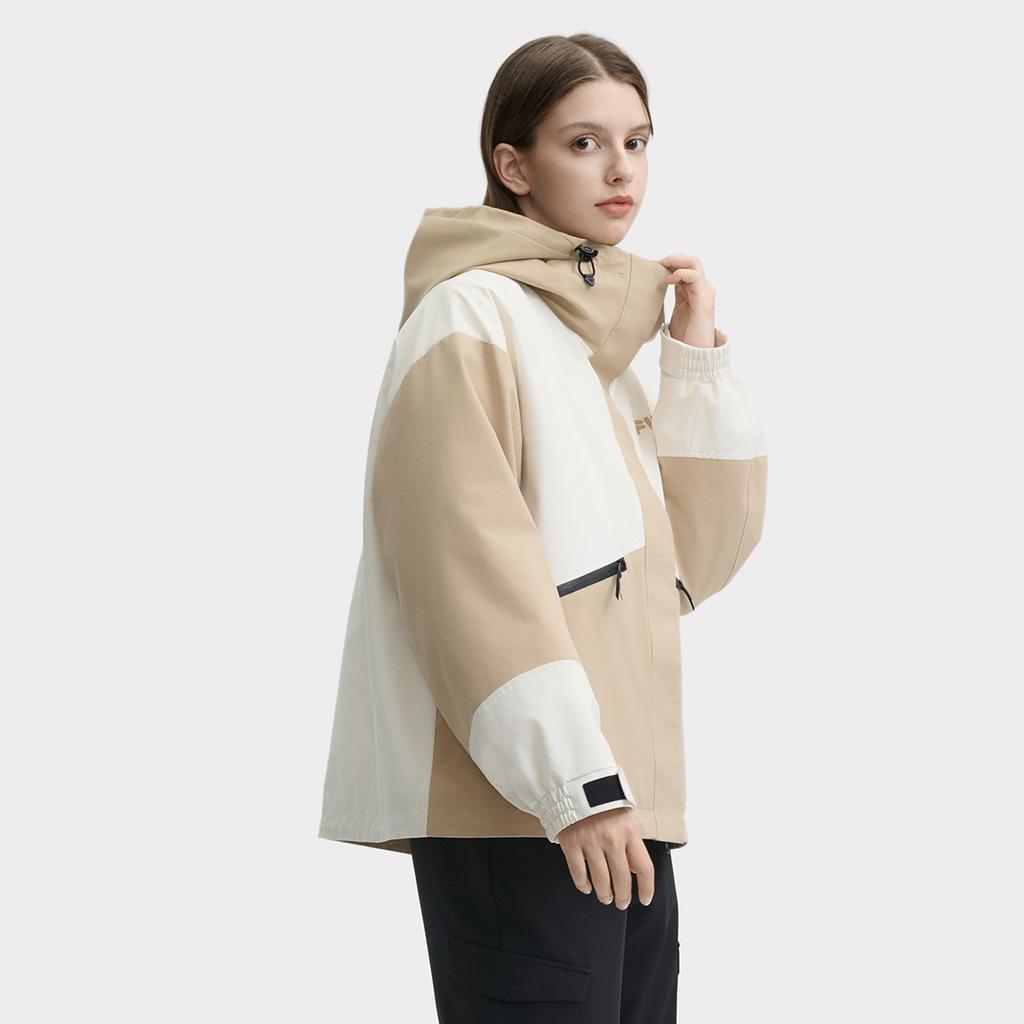 Fila Original Series Woven Hooded Long Sleeve Jacket Down Coat Women Jacket Khaki F11W449704FLK