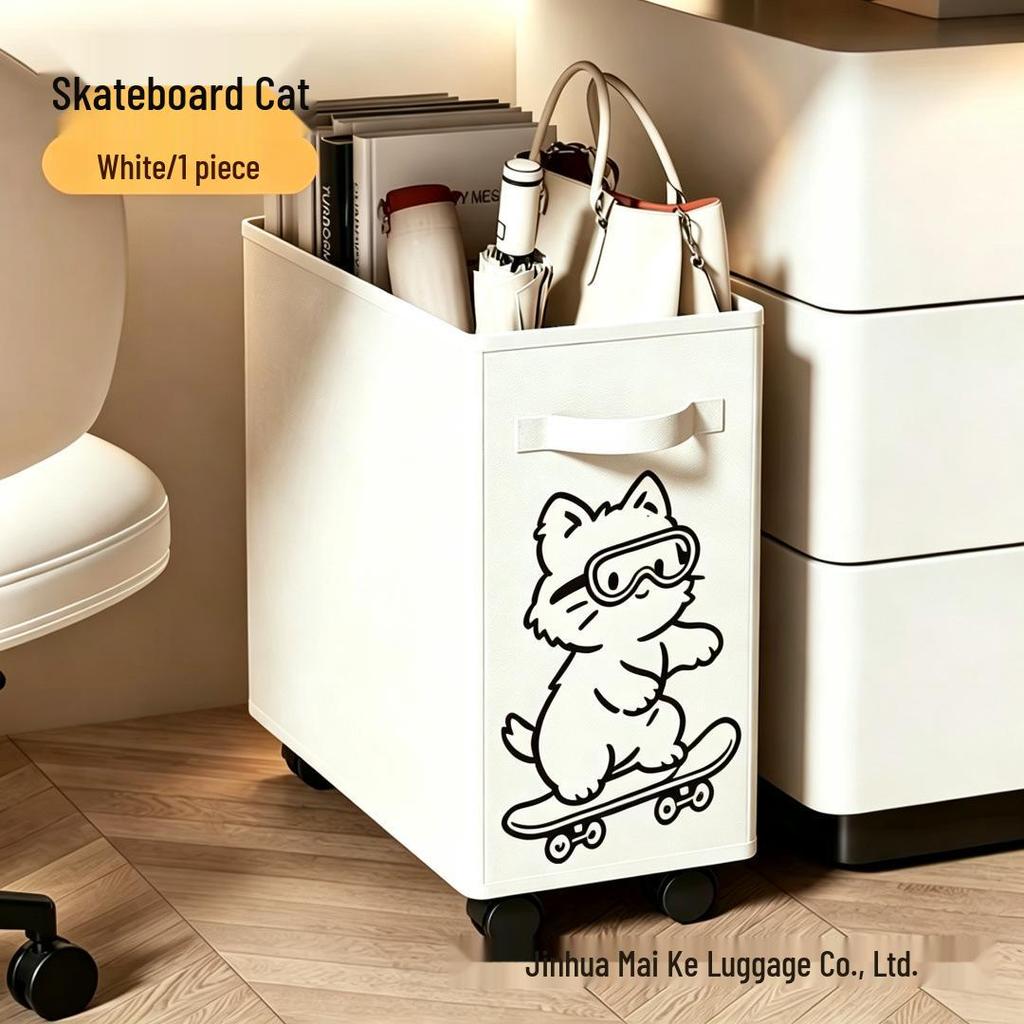 Under-Desk Movable Storage Basket with Wheels - Ideal for Office or Dormitory.