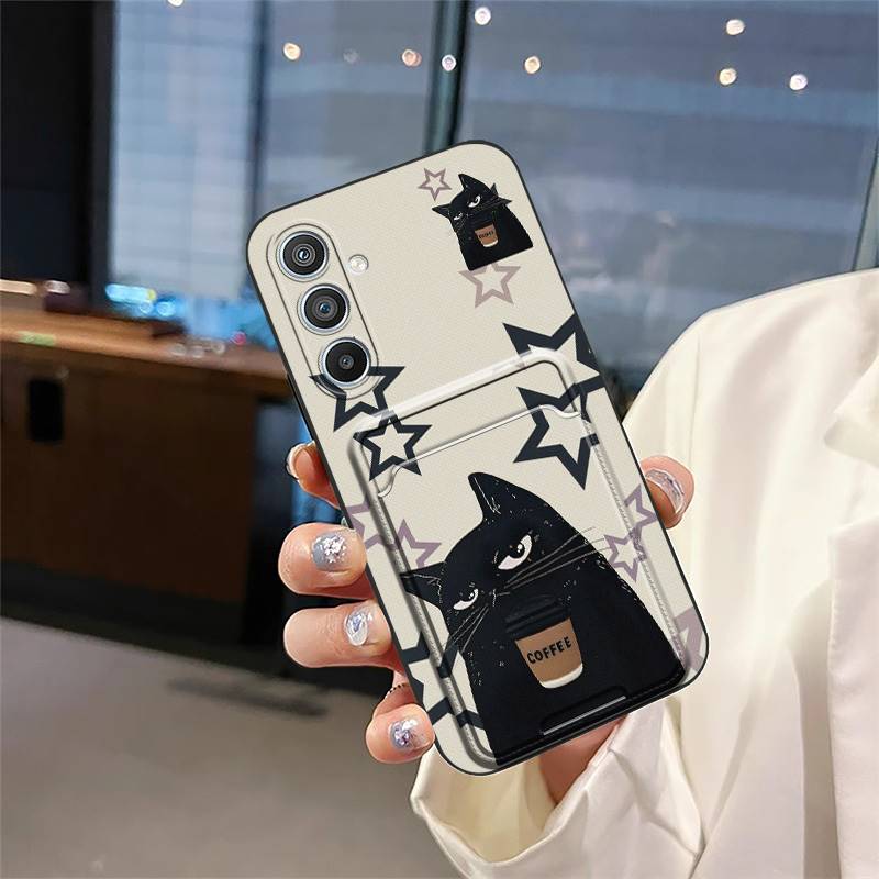 Cartoon TPU Phone Case For Samsung Galaxy S24 Plus/S24+/S24 Pro Card Slot Soft Case Full Wrap Card Bag Anti-dust Durable