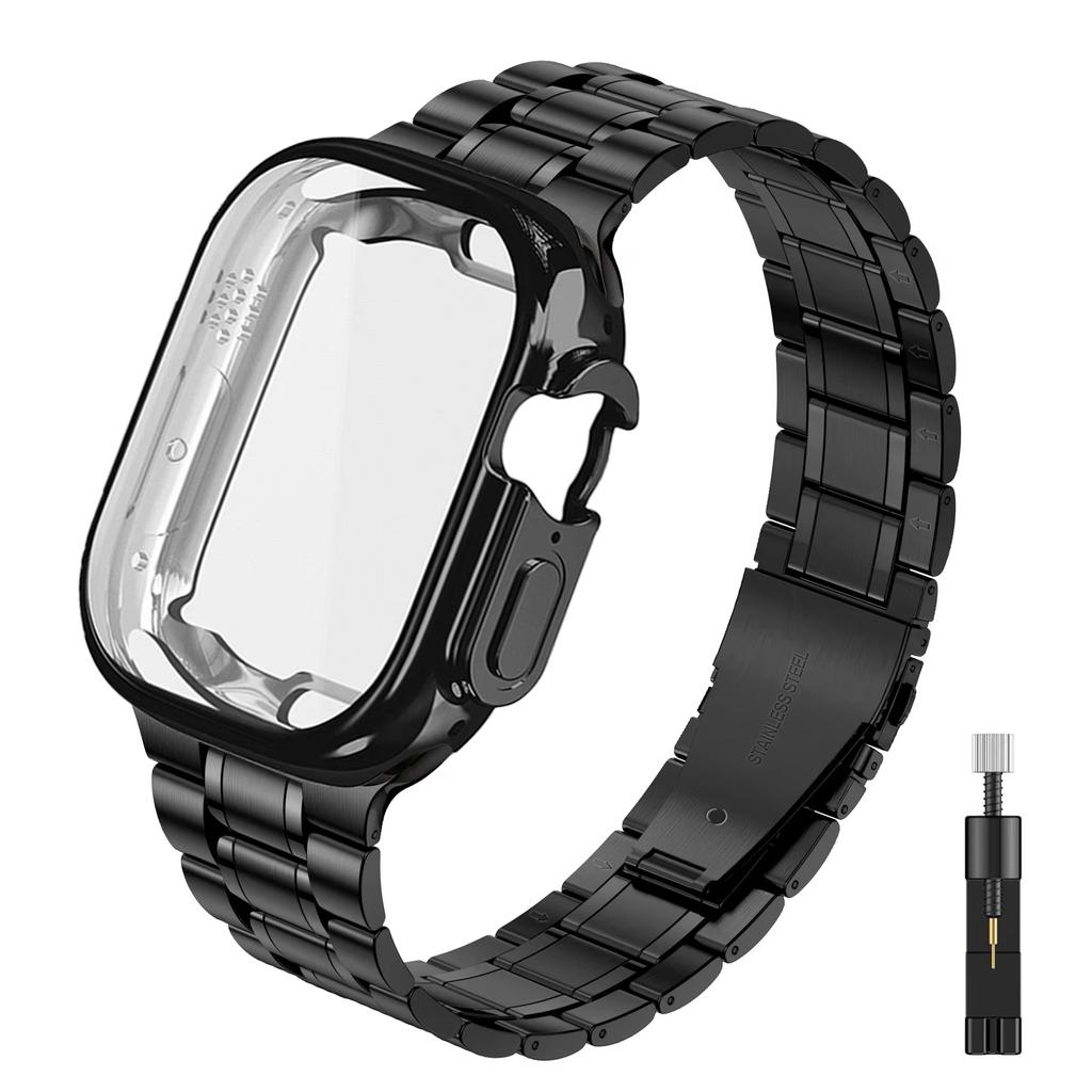 Hülle+Armband für Apple Watch Band Ultra2 3 49mm 44mm 40mm 45mm 41mm 42mm Edelstahlarmband iWatch Serie 3 6 SE 7 8 9 10 11