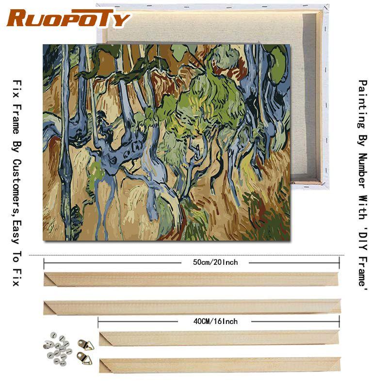 RUOPOTY With DIY Frame Abstract Painting DIY Painting By Numbers Acrylic Paint Handmade Oil Painting On Canvas For Wall Art 40x50CM