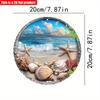 2D flach 20*20cm 1Stk. Küstenatmosphäre Strandmuschel&Seesternmuster runde Wandkunst Dekor, Wellen&Blauer Himmel Landschaft Holzanhänger, modern rustikal