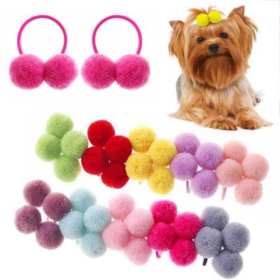10pcs Plush Pets Grooming Bows Colorful Dog Hair Rope Dog Hair Bows Ball  For Dogs Puppy Cats