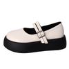 French Muffin Platform Small Leather Shoes Women's 2025 Summer and Autumn New Round Head Height Increase Versatile with Skirt Mary Jane Single Shoes