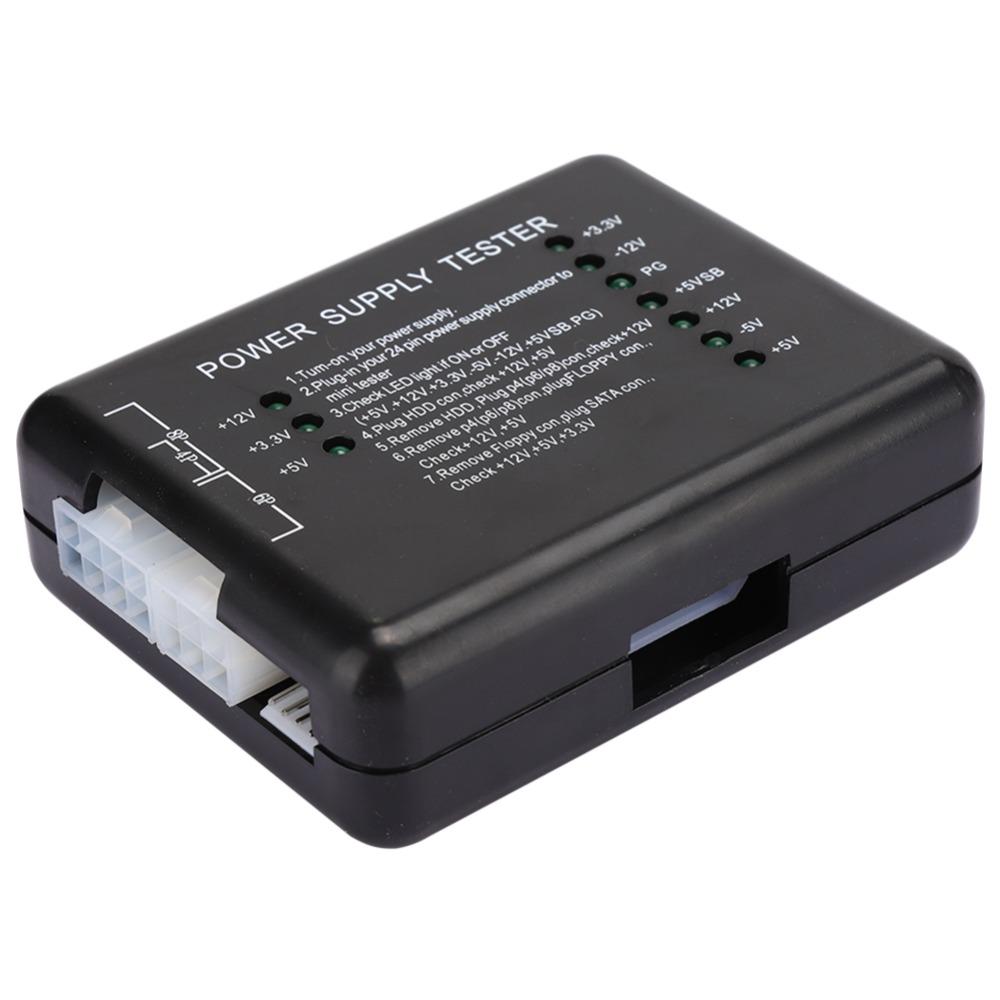 

LED Indicator Light Power Supply Tester Plug and Play 20/24 Pin ATX Power Supply Tester Black Computer Power Supply Checker 150W