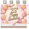 2D Soft Pink 25th Birthday Backdrop with Gold Confetti Photo Booth Banner