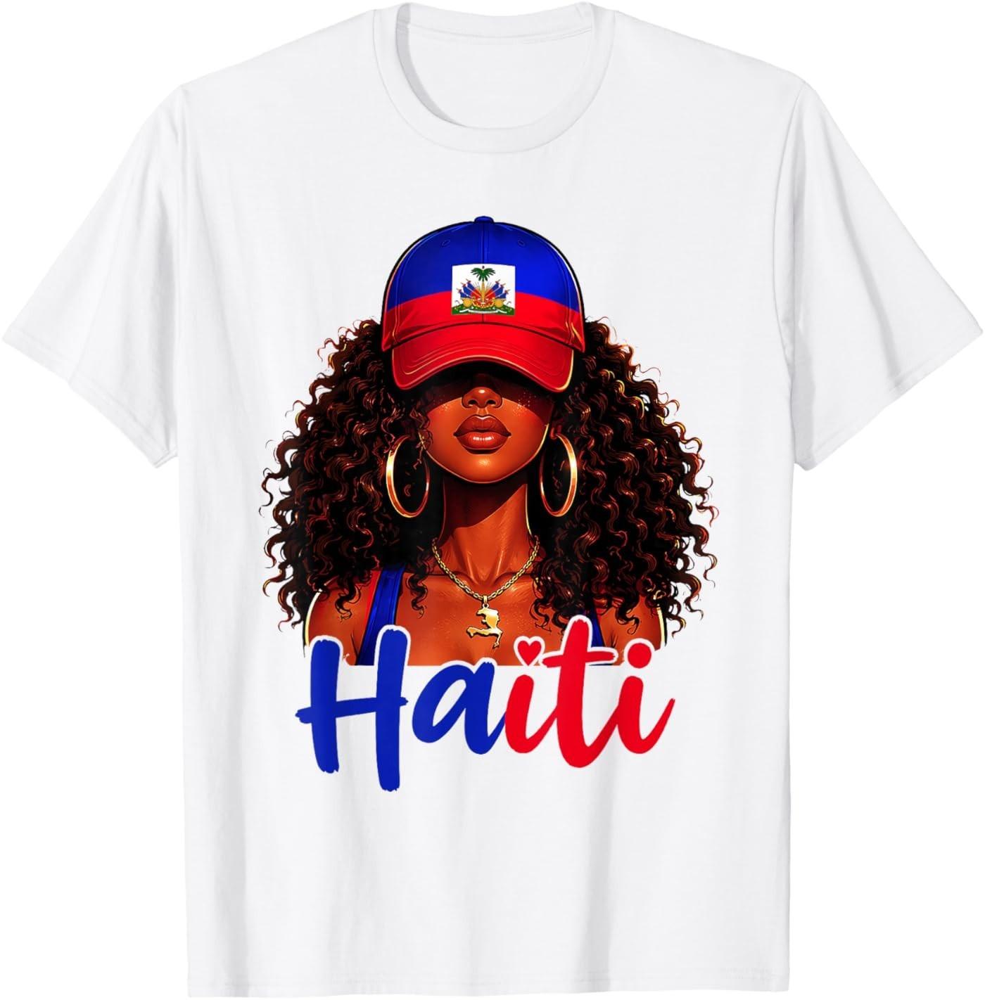 Haitian Princess Haiti Flag Melanin for Black Girls Women T-Shirt S