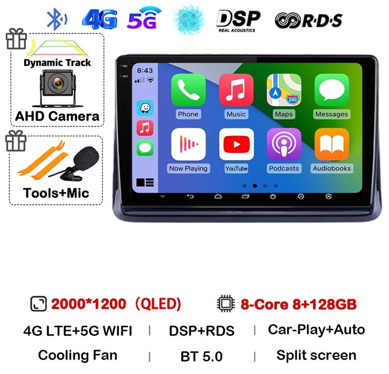 Android14 2din Auto For Toyota Noah Esquire Voxy 2014 2015 2016 -2020 Car Radio Multimedia Player GPS Navigation Support Carplay