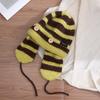 Button Decorated Hat Warm Striped Ear Hat Winter Bomber Hat Buttoned Wool Knitted Beanie For Women Street Fashion Outdoor
