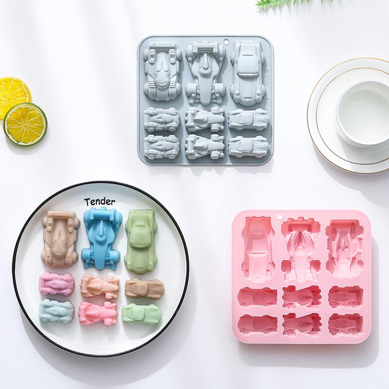 3D Racing Car Silicone Mold - 9-Cavity Jello, Chocolate, Diy Baking Tools For Kids - Ideal For Chocolate Cakes Decor, Desserts