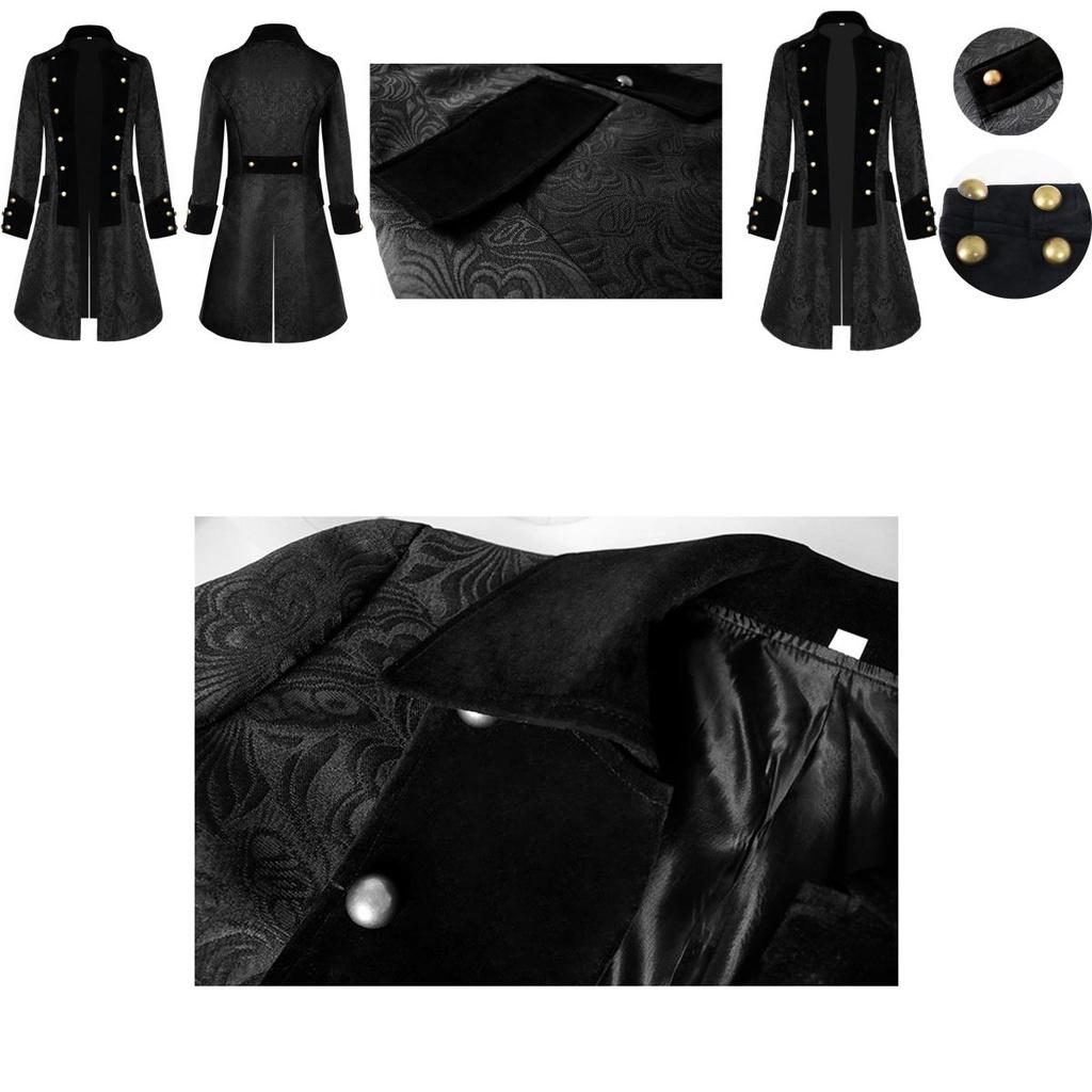Elegant Medieval Costume Men Solid Color Jacquard Jacket Perfect For Halloween