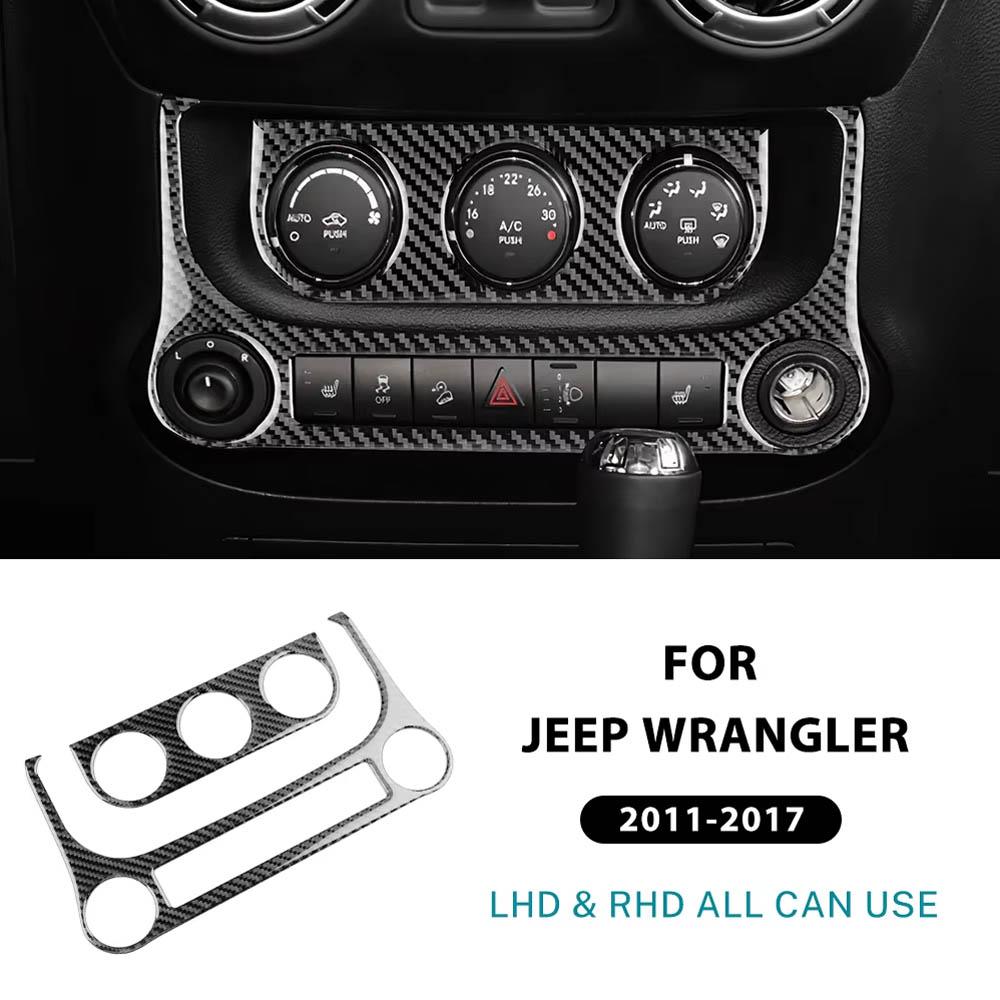 Real Soft Carbon Fiber Sticker For Jeep Wrangler JK JKU 2011 2012 2013 2014 2015 2016 2017 Car AC Cigarette Light Panel Trim