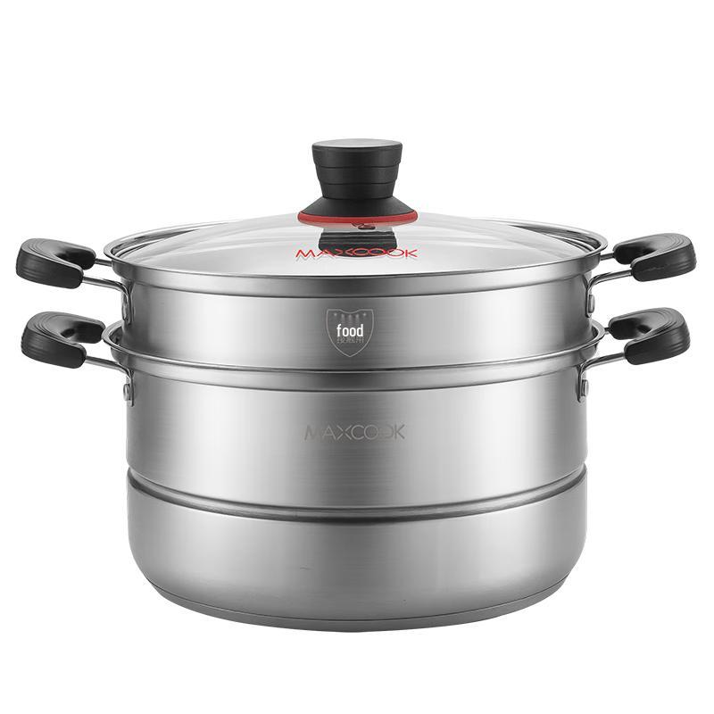 MAXCOOK 28 см Двухъярусная пароварка из нержавеющей стали
