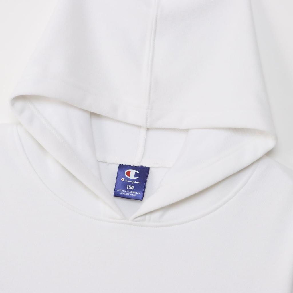 Champion Long Sleeve Schoolboy Hooded Kids' Hoodie, Quick-Drying, One-Point Logo, Sweatshirt, White, CK-ZS102