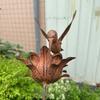 Rusty Metal Texture Hummingbird Garden Stake Weather Resistant Iron Easy Installation Wrought Iron Bird Statue