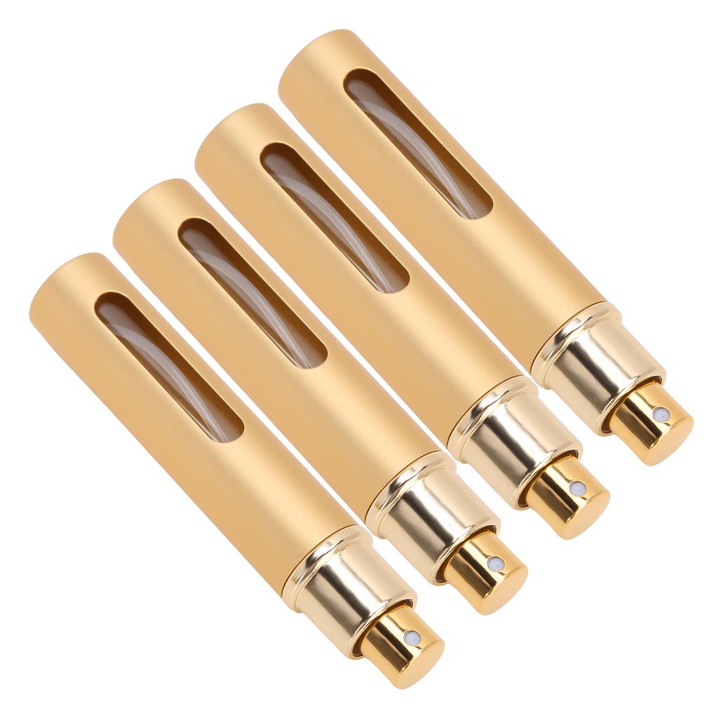 Refillable Perfume Bottle Glass Outdoor Portable Empty Spray Bottle Container 10ml x 4pcsGold