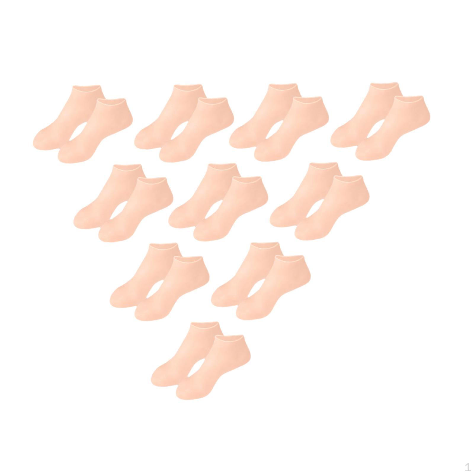

10 Pair Silicone Socks Cracked Heel Treatment, Sturdy Moisturizing Foot Care Sleeves Skin