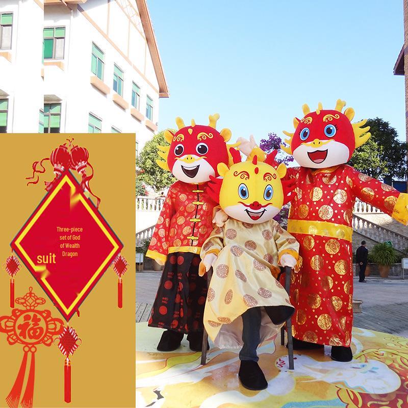 Dragon Zodiac Mascot Costume: New Year Cartoon Performance Outfit