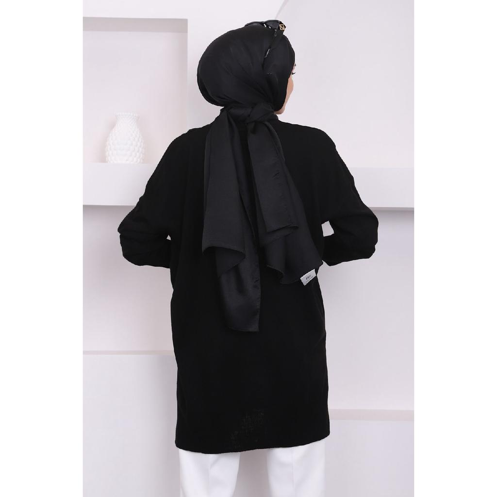 Dark Fuchsia Crew Neck Thin Mercerized Loose Knitwear Tunic