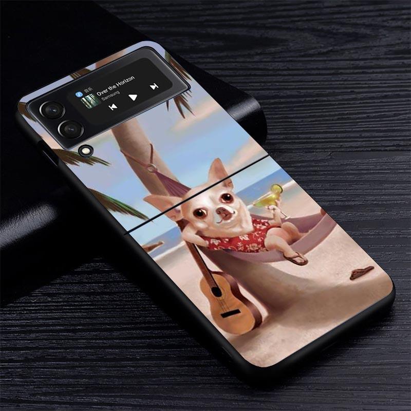 Chihuahua Welpe Teetassen Hunde Z Flip 7 Phnoe Hülle Für Samsung Z Flip 6 5 4 3 5G Galaxy ZFlip7 ZFlip4 ZFlip5 ZFlip6 ZFlip3 Telefon Co