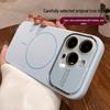 iPhone 16 ProMax Liquid Silicone Case with Large Window for Apple 17, Magnetic Crystal Lens