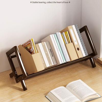 Bambusholzregal Desktop Kleines Bücherregal Einfache Aufbewahrung Tischplatte Aufrechter Ständer Büro Zuhause Regale für Kinder Studenten