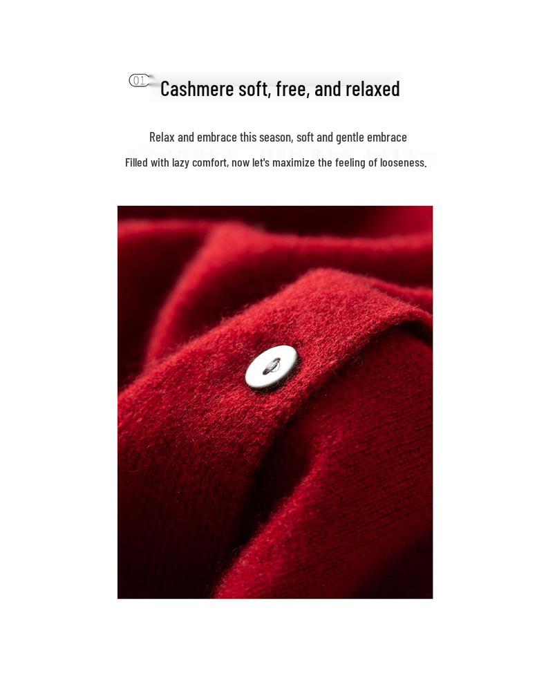 Women's 100% Pure Cashmere Color Block Round Neck Cardigan Sweater