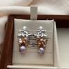Three-dimensional flower pearl earrings earrings retro light luxury exquisite niche design elegant light luxury art fresh and versatile