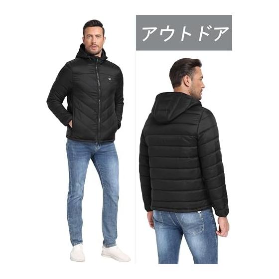 [MoFiz] Men's Down Jacket, Large Size, Blouson, Winter, Outerwear, Down Coat, Cold Protection, Lightweight, Windproof, Water Repellent, Loose, Heat