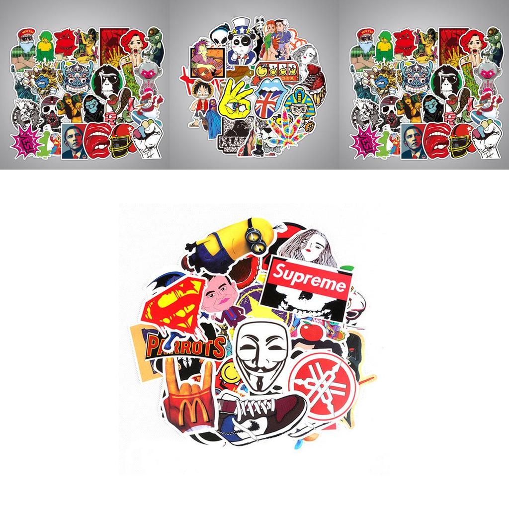 Vibrant 50pcs Vinyl Stickers For Skateboard Guitar Travel Case With Cool Designs