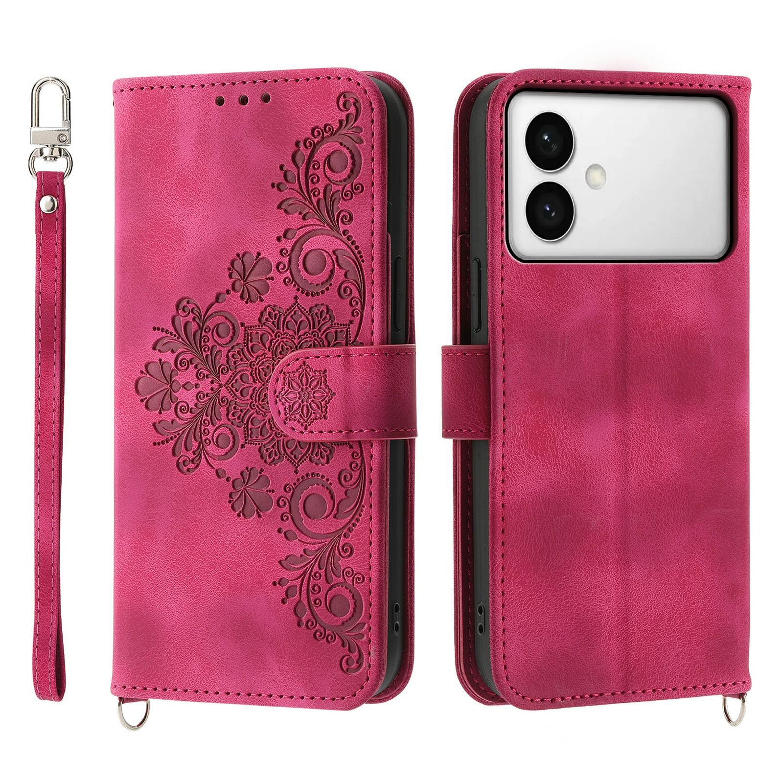 For Samsung Galaxy S26 Edge Case Flower Pattern PU Leather Wallet Phone Cover with Strap