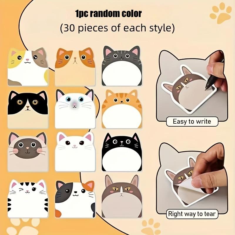 

30/360 Adorable Sticky Notes Featuring 4 Assorted Designs, Perfect for Creative Journaling And Various Note-Taking Situations