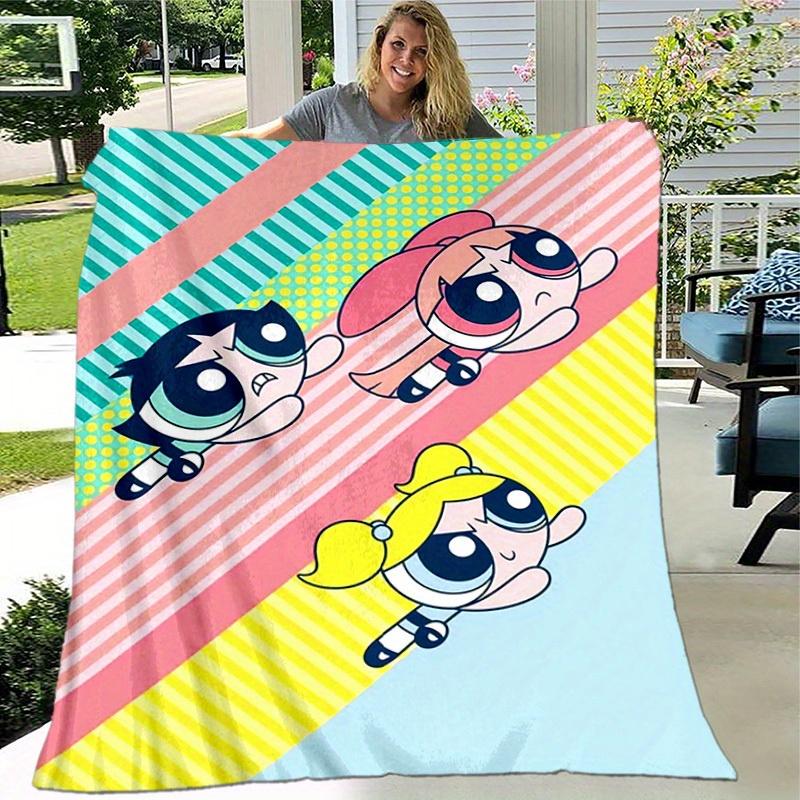 1pcPowerpuff Plush Throw Blanket - Soft and Cozy for All Seasons - Perfect Gift IdeaA043038m