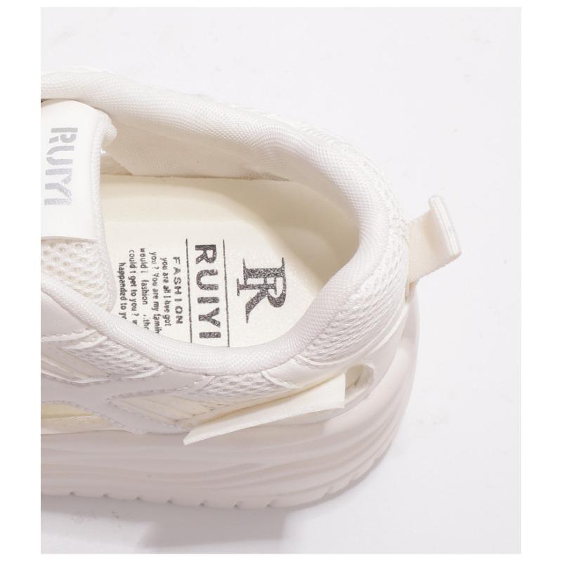 Women Summer Breathable Mesh Hollow Out Thick Sole Casual Platform White Sneakers