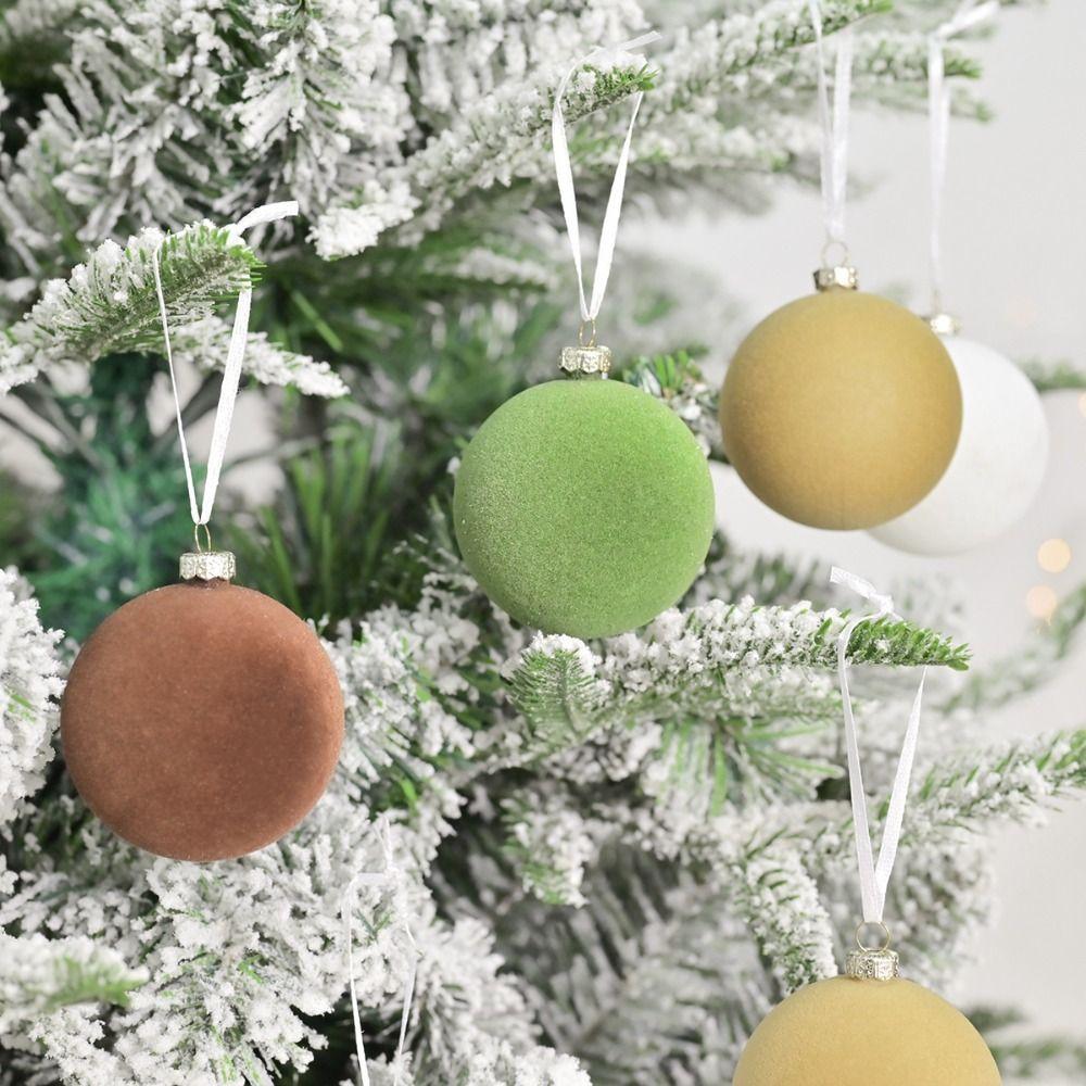 12pcs 6CM Flocked Christmas Ball Pendant Colorful Xmas Tree Ornaments  Wedding Birthday Ornaments