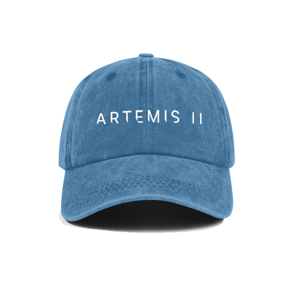 Casual Unisex Adjustable Baseball Cap Featuring Artemis II Embroidered Design Durable Cotton Twill Fabric Structured Crown Low Profile Visor