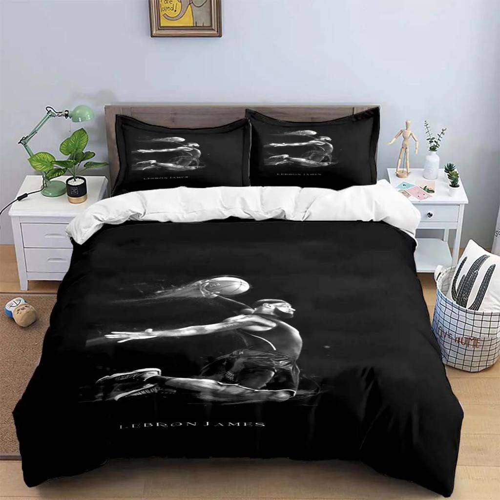 2025 Fashion Basketball Star A-LeBron J-James Printing Bedding Set Duvet Cover Comforter Bed  Youth Kids Girl Boys Birthday Gift