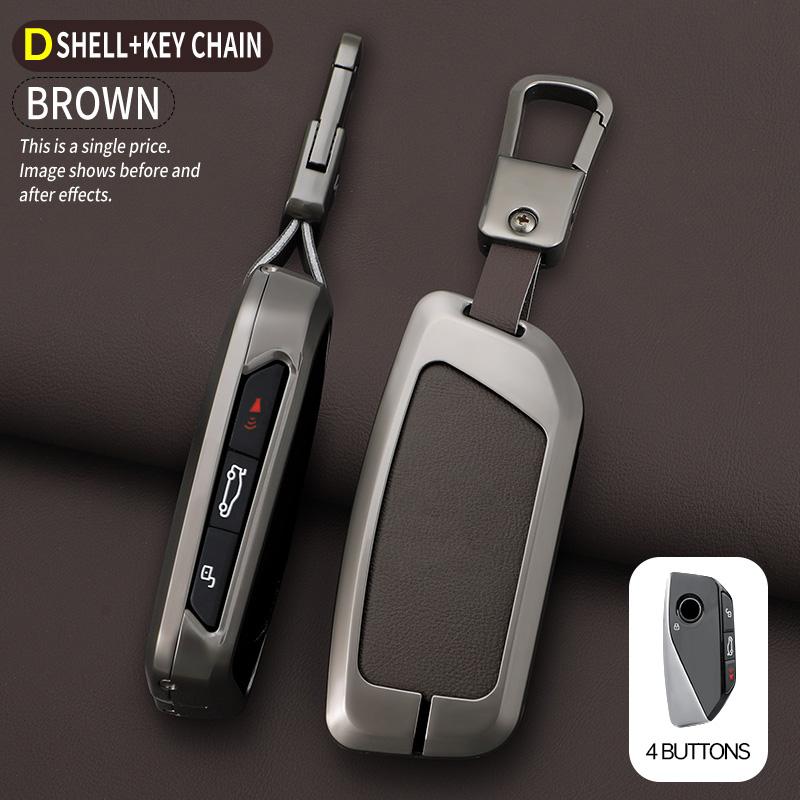 Zinc Alloy Leather Car Key Holder for BMW I7 X7 X5 G07 LCI IX I20 X1 U11 740Li Series G70 G09 XM U06 G81 M3 2023 Car Key Case