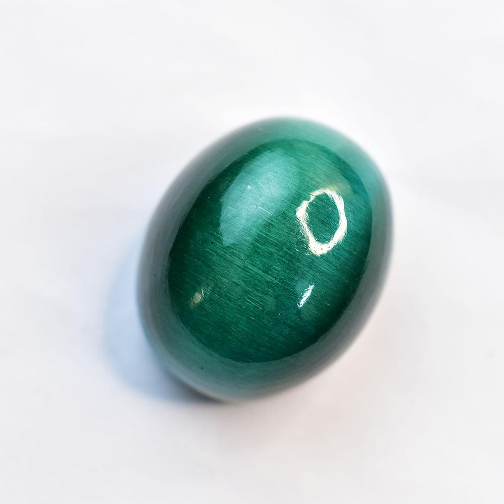 Natural INDIAN Cat's Eye 123 Ct Cabochon Shape Green Loose Gemstone