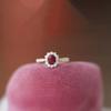 New Silver Inlaid Crystal Flower Ruby Rings for Women Exquisite Opening Adjustable Design Light Luxury Creative Wedding Jewelry