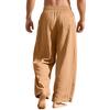 Men's linen loose casual sports trousers pocket tether solid color trendy business trousers