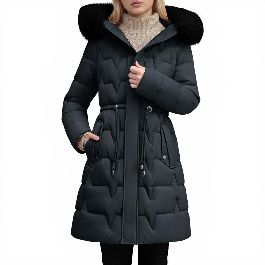 Damen Lockerer Mittellanger Slim Fit Daunen Baumwolljacke