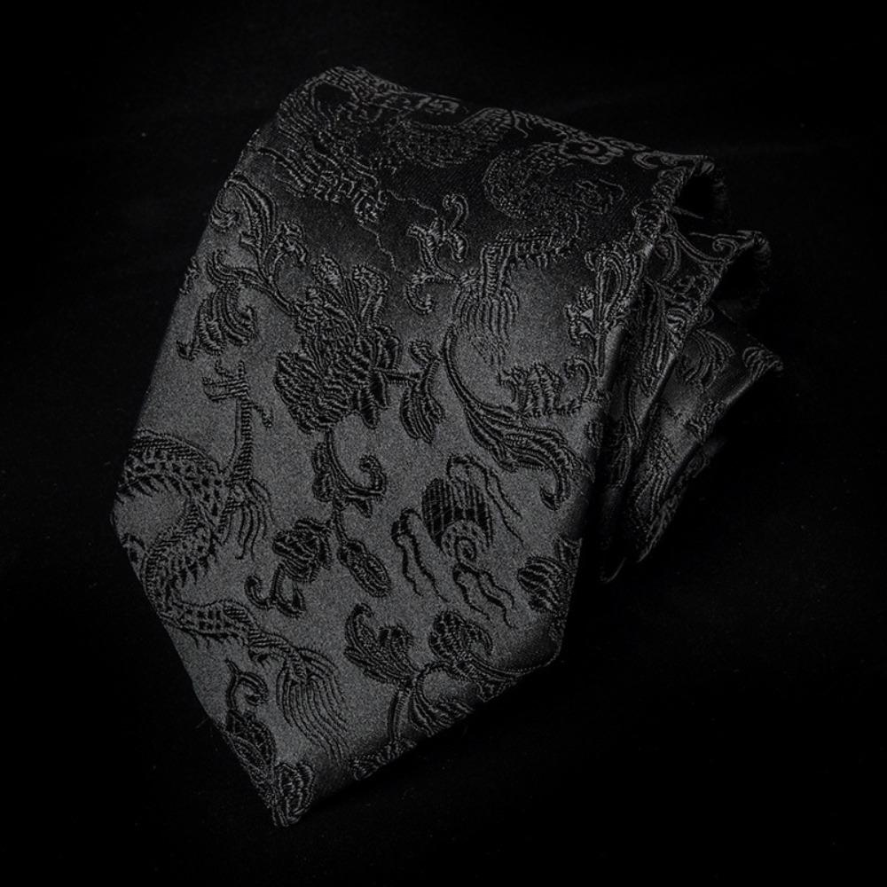 Adjustable Jacquard Silk Tie National Men Necktie Fashion Chinese Dragon Pattern Tie Wedding