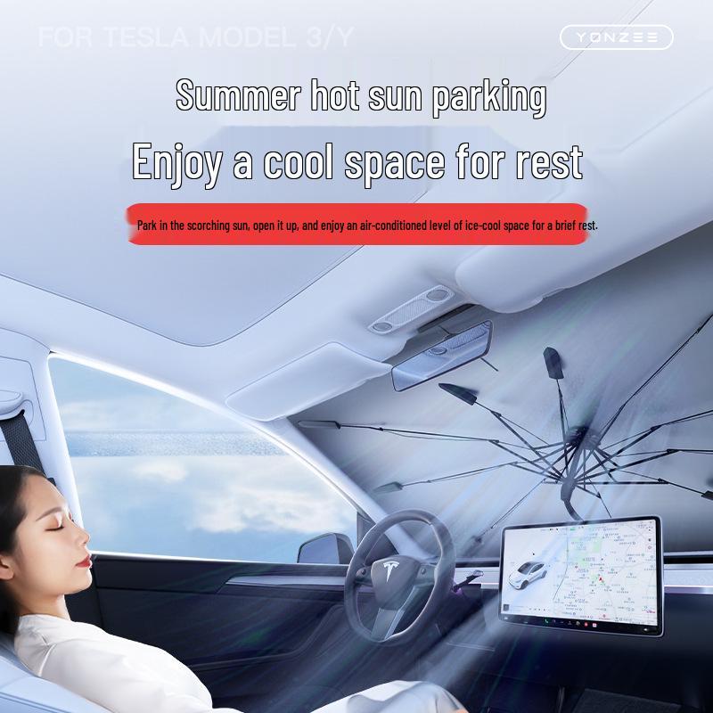 Tesla Model 3/Y Windshield Sunshade: Heat Insulating Sun Visor for Refreshed Model