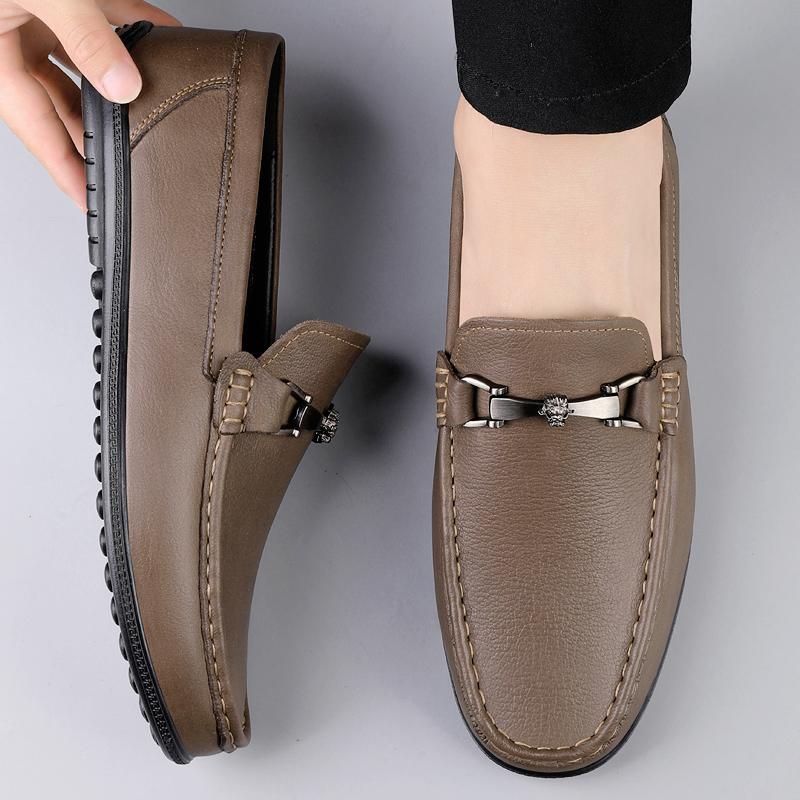 Fashion New Casual Male Work Shoes Men's High Quality Genuine Leather Loafers Handmade Men Walking Shoes Moccasins Walking Men Flats