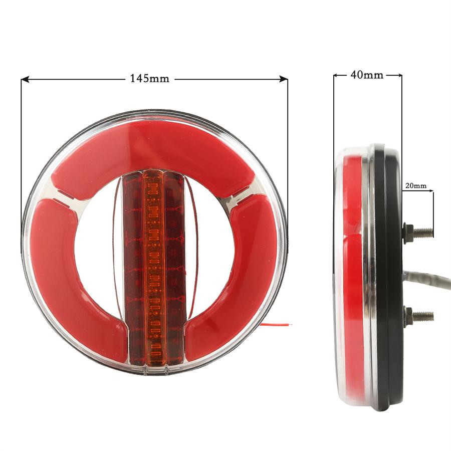 1Pcs  Waterproof Round Rear Truck Tail Light Universal for 12V 24V Vehicles